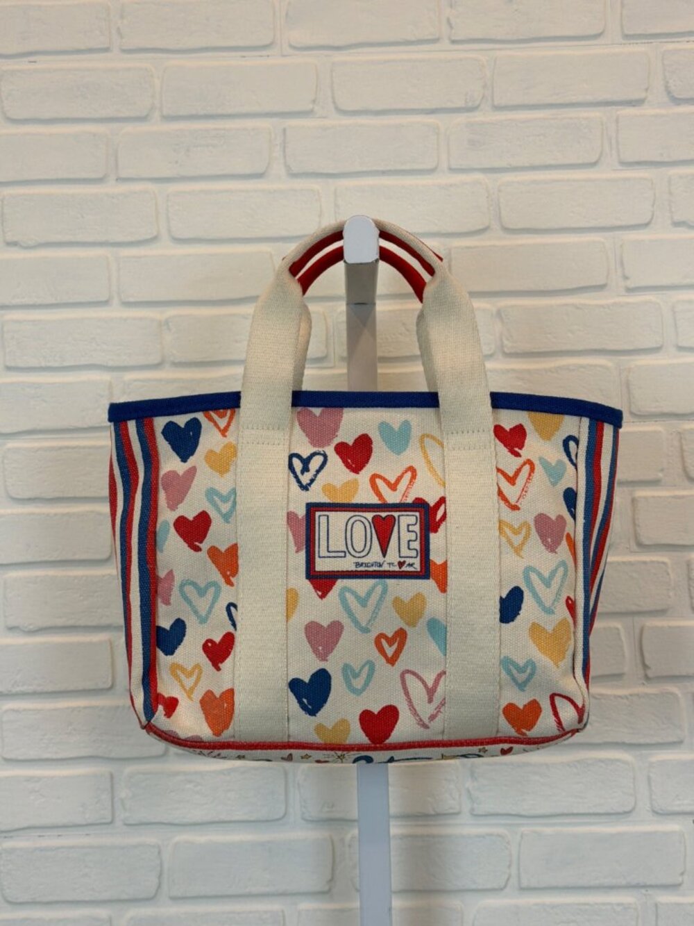 Brighton Love Heart Print Canvas Tote Multi Bag One Size